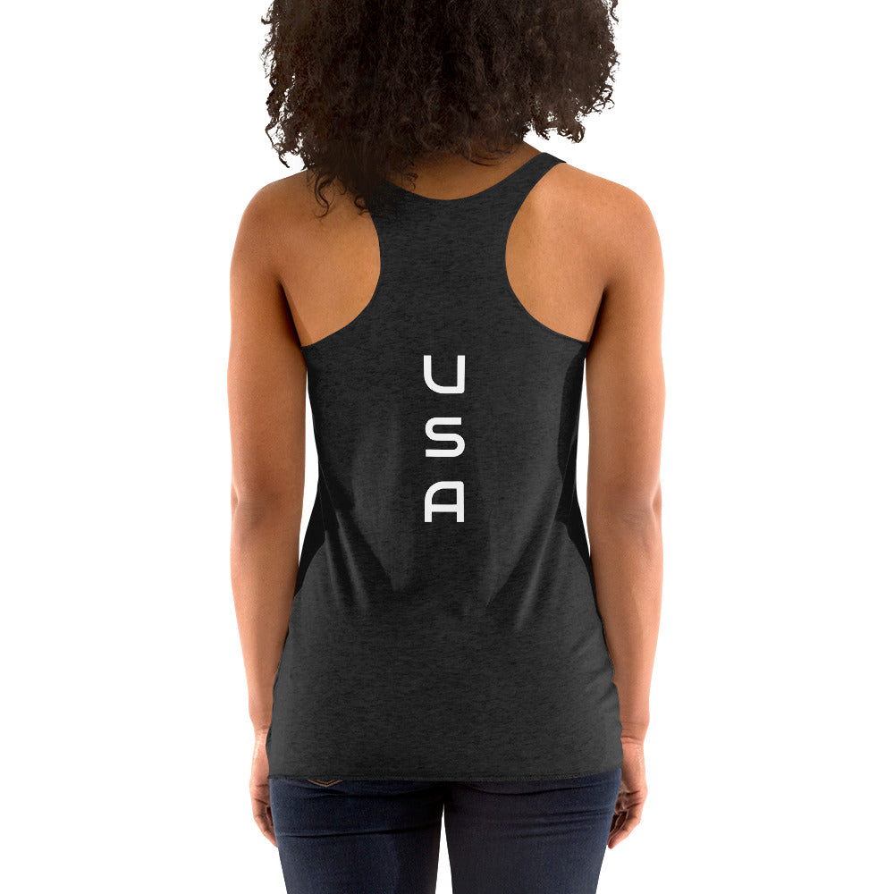 USA Skateboarding Ladies' Racerback TankTankUSA Skateboarding Ladies' Racerback TankThis racerback tank is soft, lightweight, and form-fitting with a flattering cut and raw edge seams for an edgy touch. • 50% polyester, 25% combed ring-spun cotton, 25% ra