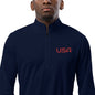 Adidas USA Quarter Zip PulloverPulloverAdidas USA Quarter Zip PulloverJumping and squatting your way through an intense workout is difficult enough, so why not make it easier with comfy clothing that embraces your movement? The eco-friendly pullover is li