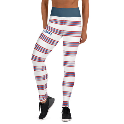 Retro USA Ladies' Yoga LeggingsPantsRetro USA Ladies' Yoga LeggingsSuper soft, stretchy, and comfortable yoga leggings. Order these to make sure your next yoga session is the best one ever! • 82% polyester, 18% spandex • Four-way stretch, which means fabr