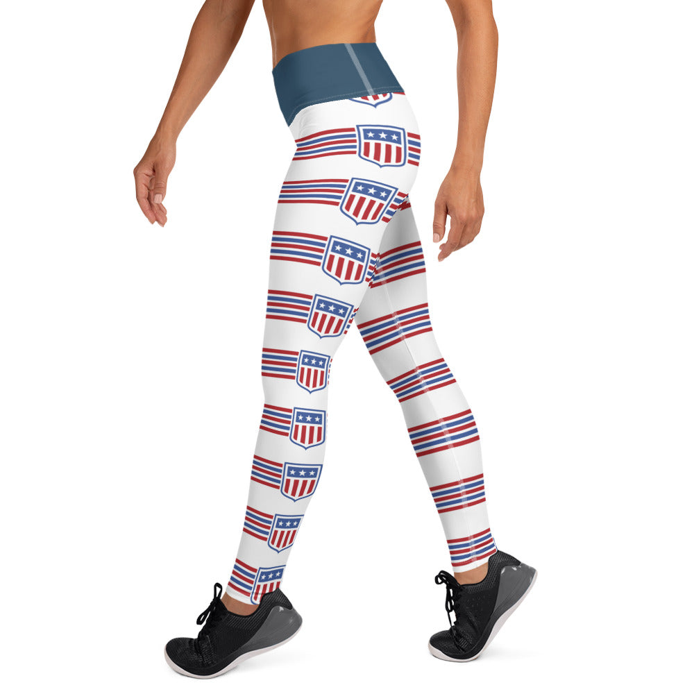 Retro USA Ladies' Yoga LeggingsPantsRetro USA Ladies' Yoga LeggingsSuper soft, stretchy, and comfortable yoga leggings. Order these to make sure your next yoga session is the best one ever! • 82% polyester, 18% spandex • Four-way stretch, which means fabr