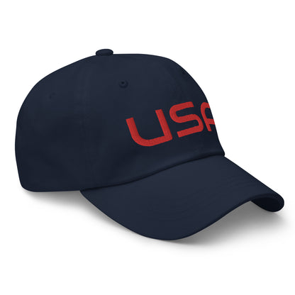 USA Dad HatHatUSA Dad HatDad hats aren't just for dads. This one's got a low profile with an adjustable strap and curved visor. • 100% chino cotton twill • Green Camo color is 35% chino cotton twill, 65% polyester • Unstructured, 6-panel, low-profile • 6