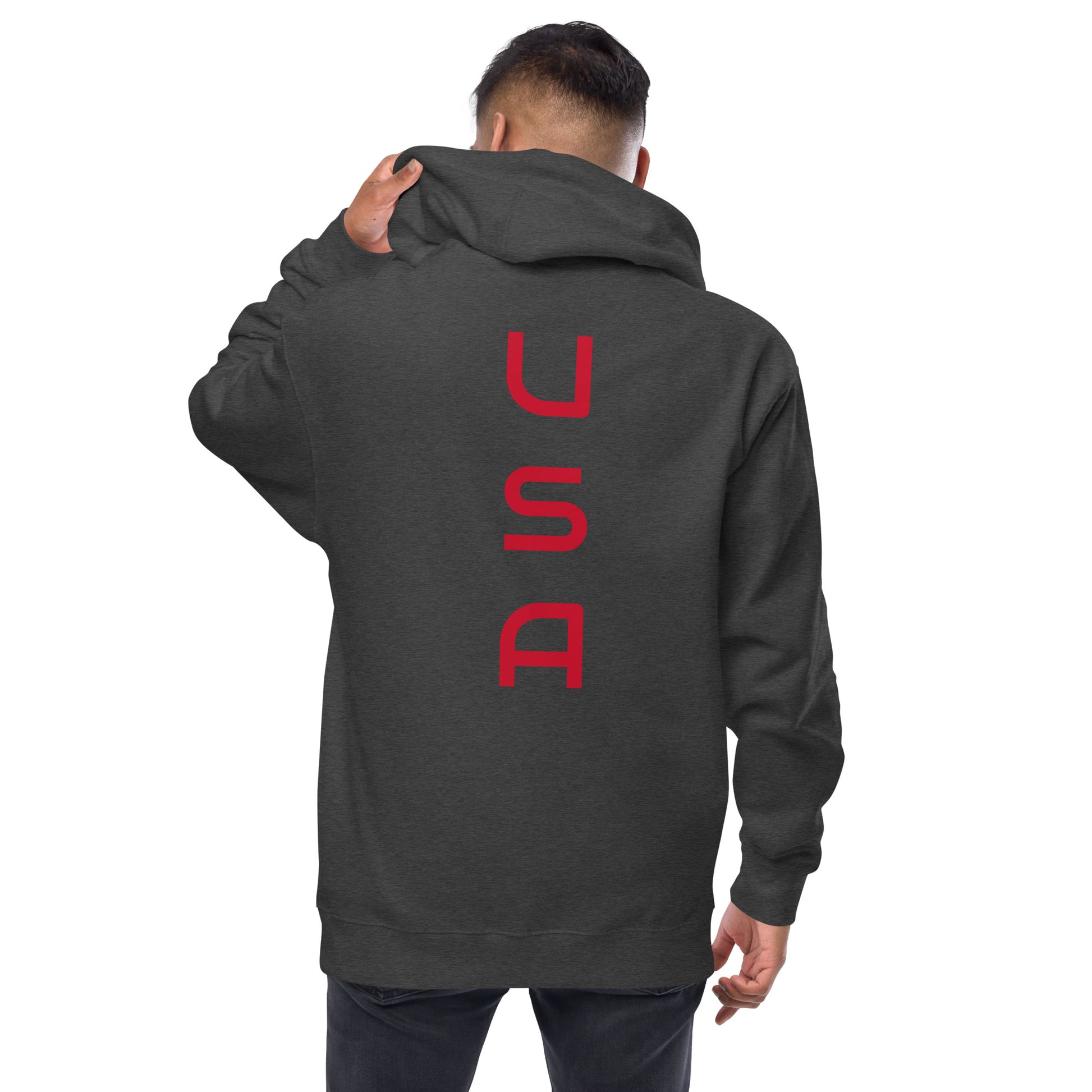 USA Men's Fleece Zip HoodieSweatshirt/HoodieUSA Men's Fleece Zip HoodieWith its soft, premium quality fleece fabric and jersey-lined hood, this unisex zip-up hoodie will be a cozy addition to your outfit. Pair it with jeans, shorts, a skirt, or a dress to