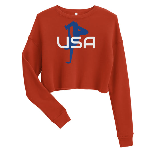 USA Breaking Team Crop SweatshirtSweatshirtUSA Breaking Team Crop SweatshirtDid you know that fashion and comfort can be combined? This fleece crop sweatshirt is here to prove the point. The soft fabric feels extra soft to the touch, and the trendy cut wi