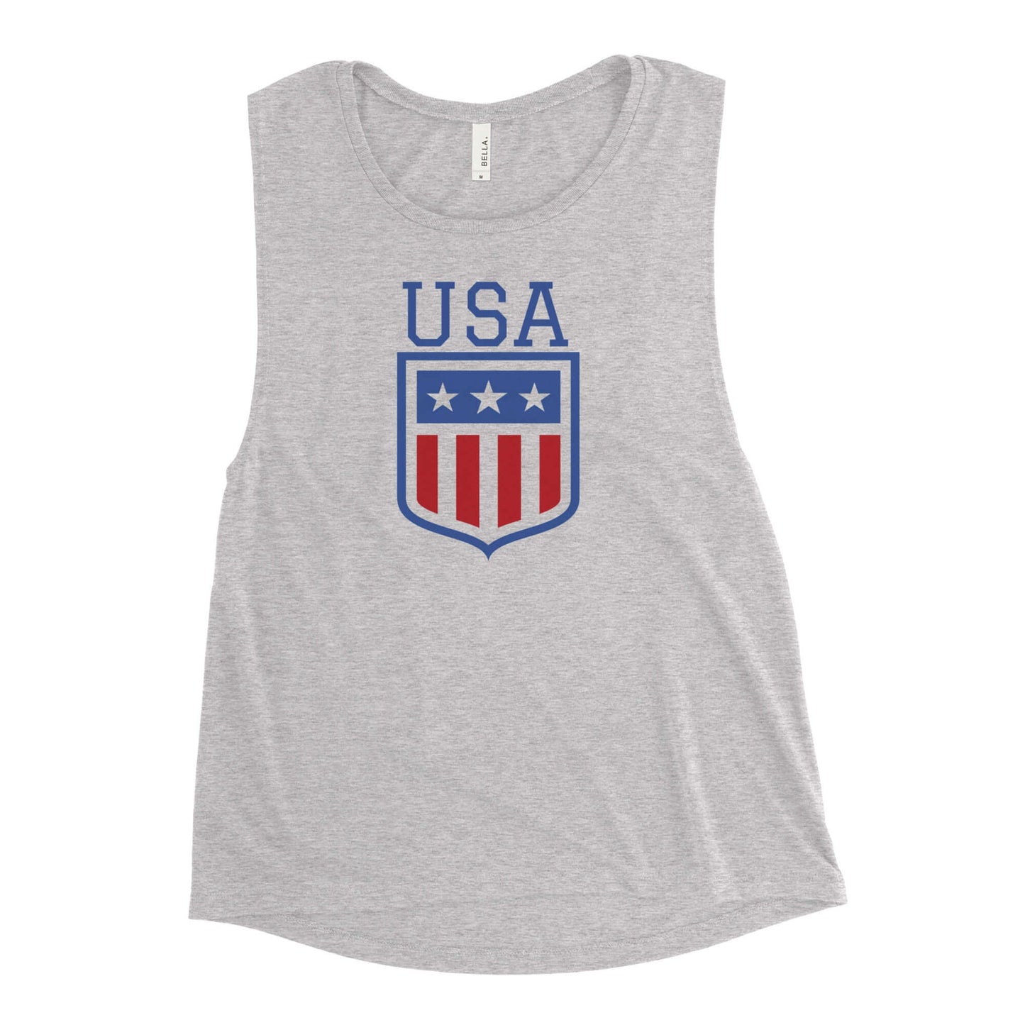 Retro USA Ladies’ Muscle TankTankRetro USA Ladies’ Muscle TankThis comfortable muscle tank is soft and flowy with low cut armholes for a relaxed look. • 65% polyester, 35% viscose • Athletic Heather is 52% polyester, 48% viscose • Black Heather is 80% ray