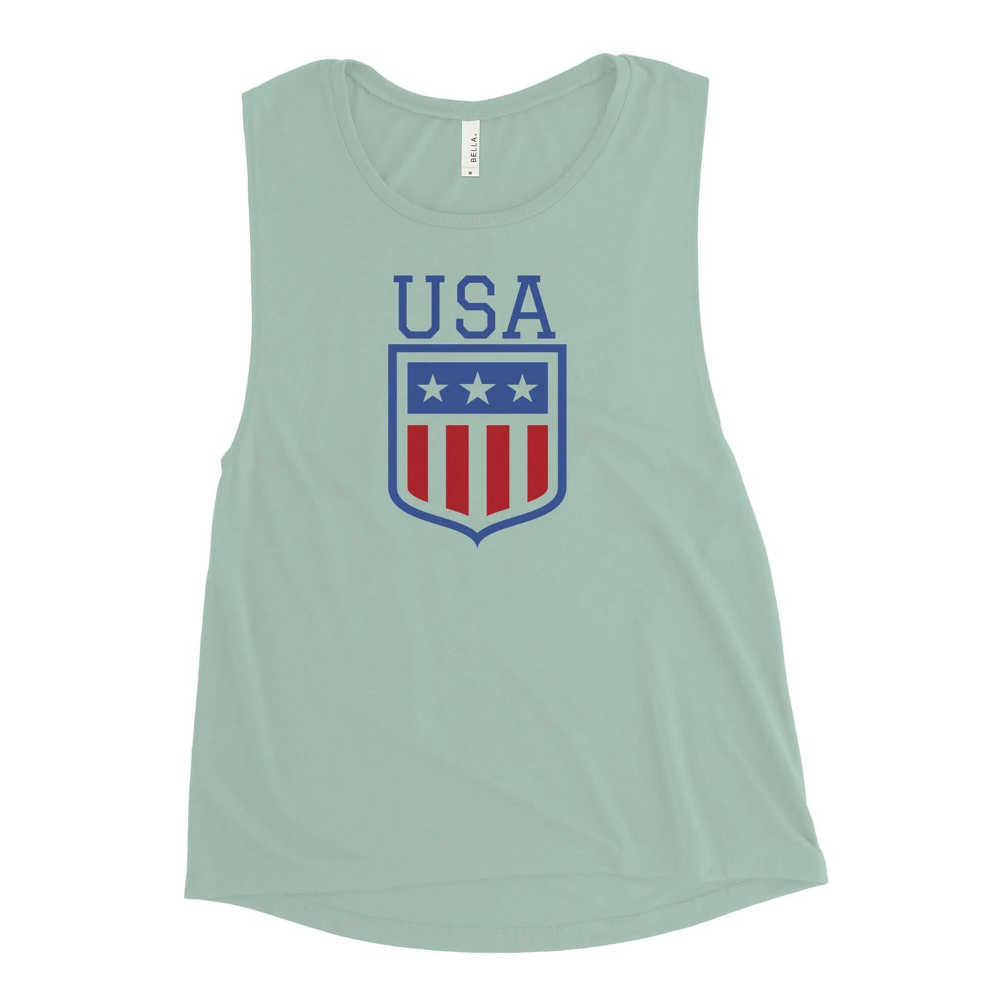 Retro USA Ladies’ Muscle TankTankRetro USA Ladies’ Muscle TankThis comfortable muscle tank is soft and flowy with low cut armholes for a relaxed look. • 65% polyester, 35% viscose • Athletic Heather is 52% polyester, 48% viscose • Black Heather is 80% ray