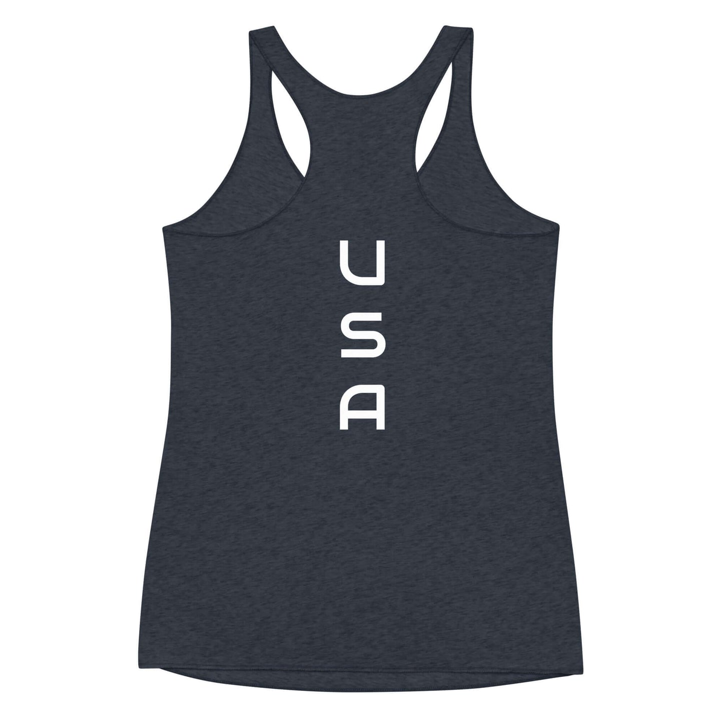 USA Breaking Ladies' Racerback TankTankUSA Breaking Ladies' Racerback TankThis racerback tank is soft, lightweight, and form-fitting with a flattering cut and raw edge seams for an edgy touch. • 50% polyester, 25% combed ring-spun cotton, 25% rayon • Fabr